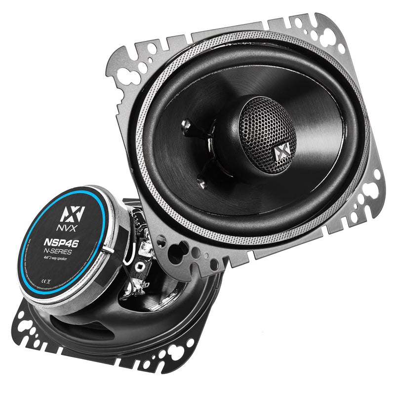 NVX NSP46 300W Peak (100W RMS) 4x6 2-Way N-Series Coaxial Car Speakers with 20mm Silk Dome Tweeters - Image 1